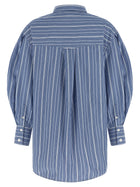 Ganni Striped Cotton Shirt Blue