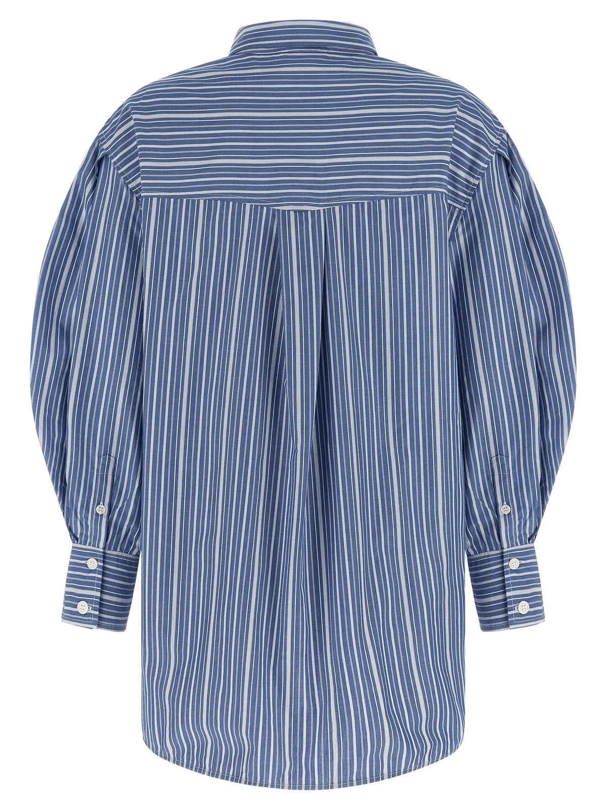 Ganni Striped Cotton Shirt Blue