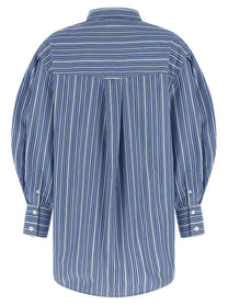 Ganni Striped Cotton Shirt Blue
