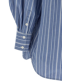 Ganni Striped Cotton Shirt Blue