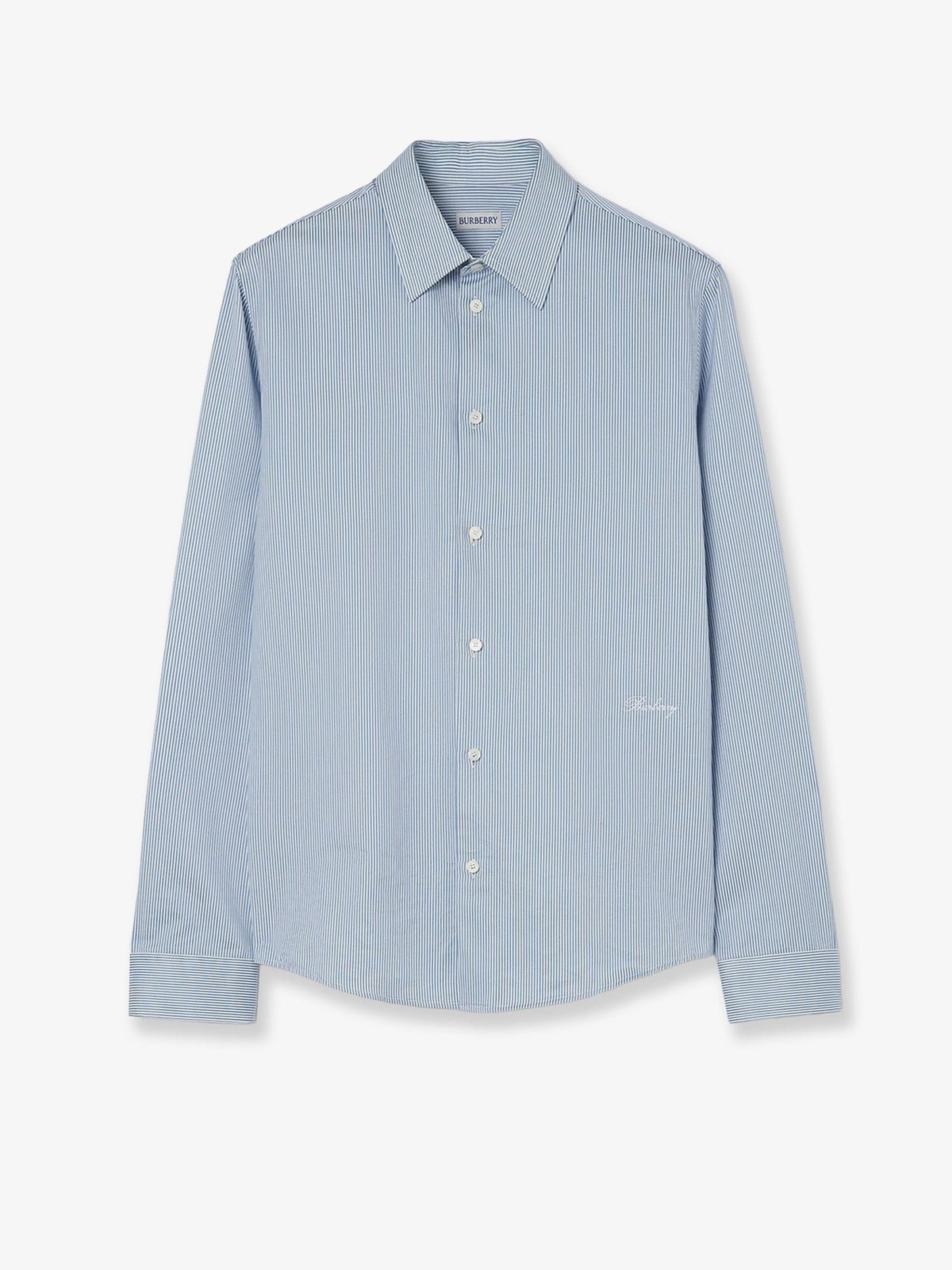 Burberry Men's Striped Cotton Shirt Blue