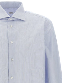 Borriello Striped Cotton Shirt Blue