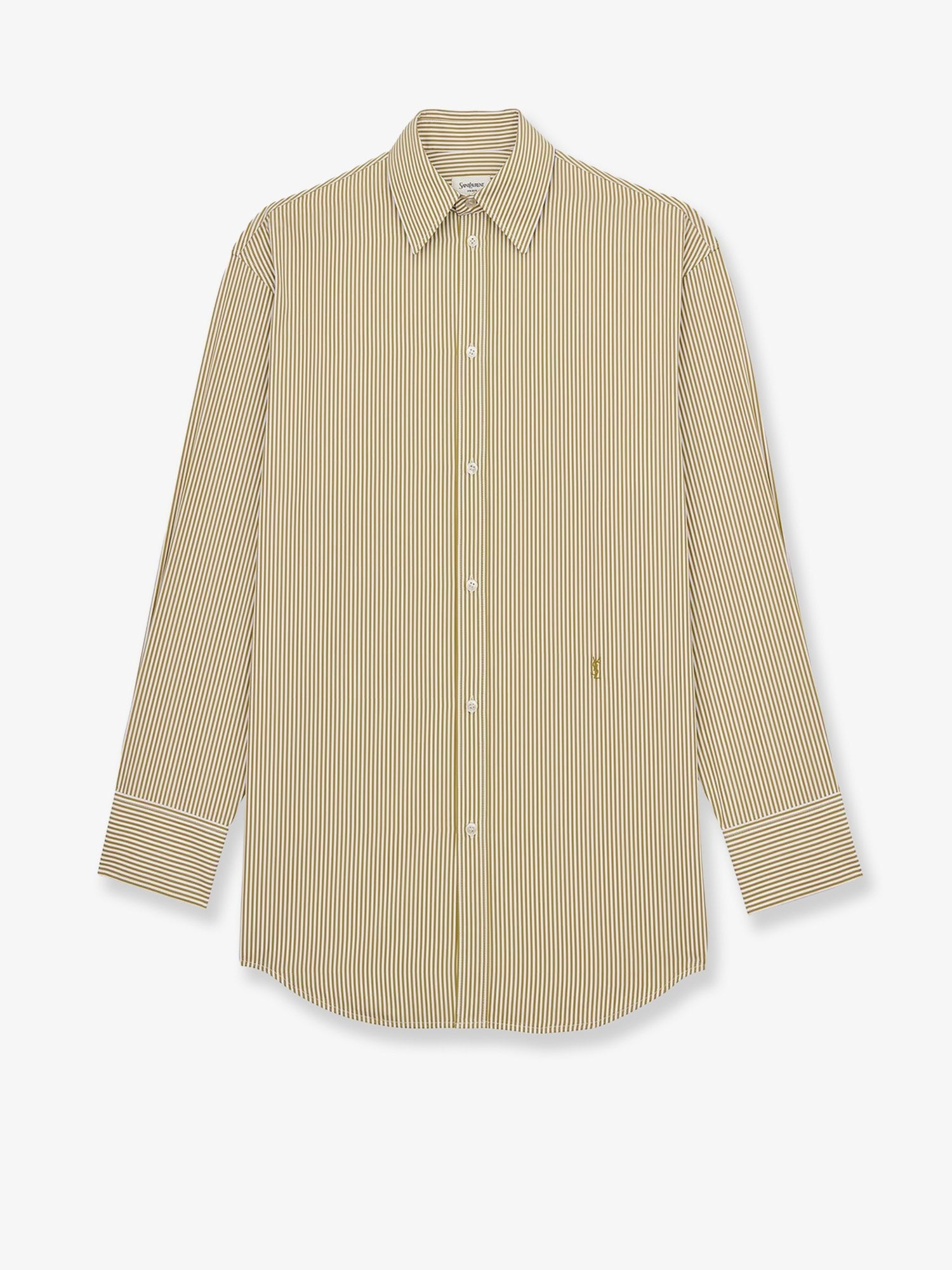 Saint Laurent Women's Striped Cotton Shirt Green