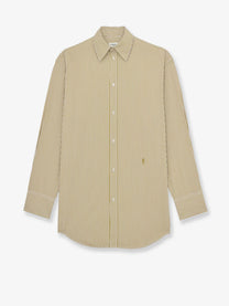 Saint Laurent Women's Striped Cotton Shirt Green