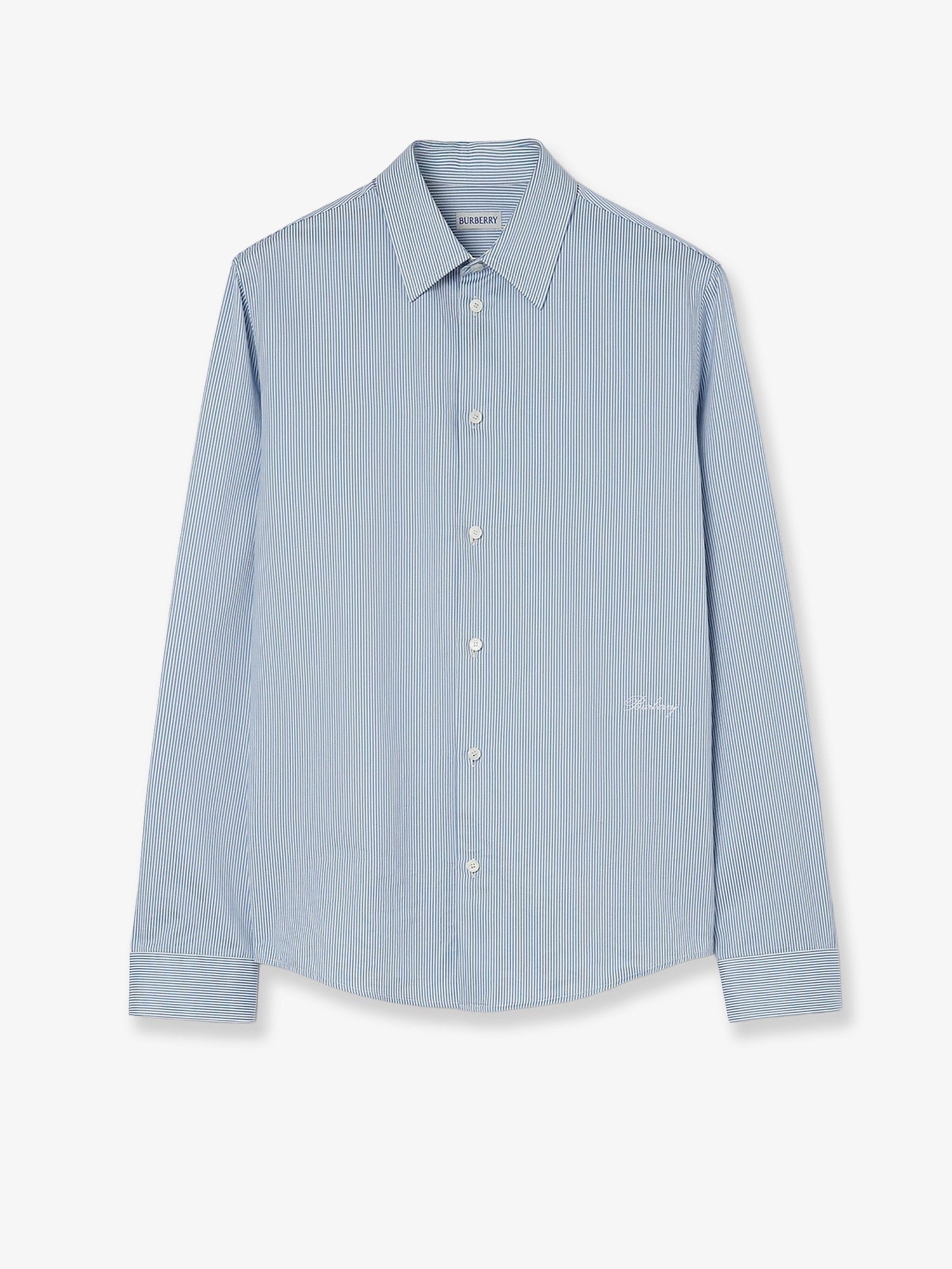 Burberry Men's Striped Cotton Shirt Blue