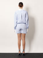 The Attico Women's Striped Cotton Shorts White