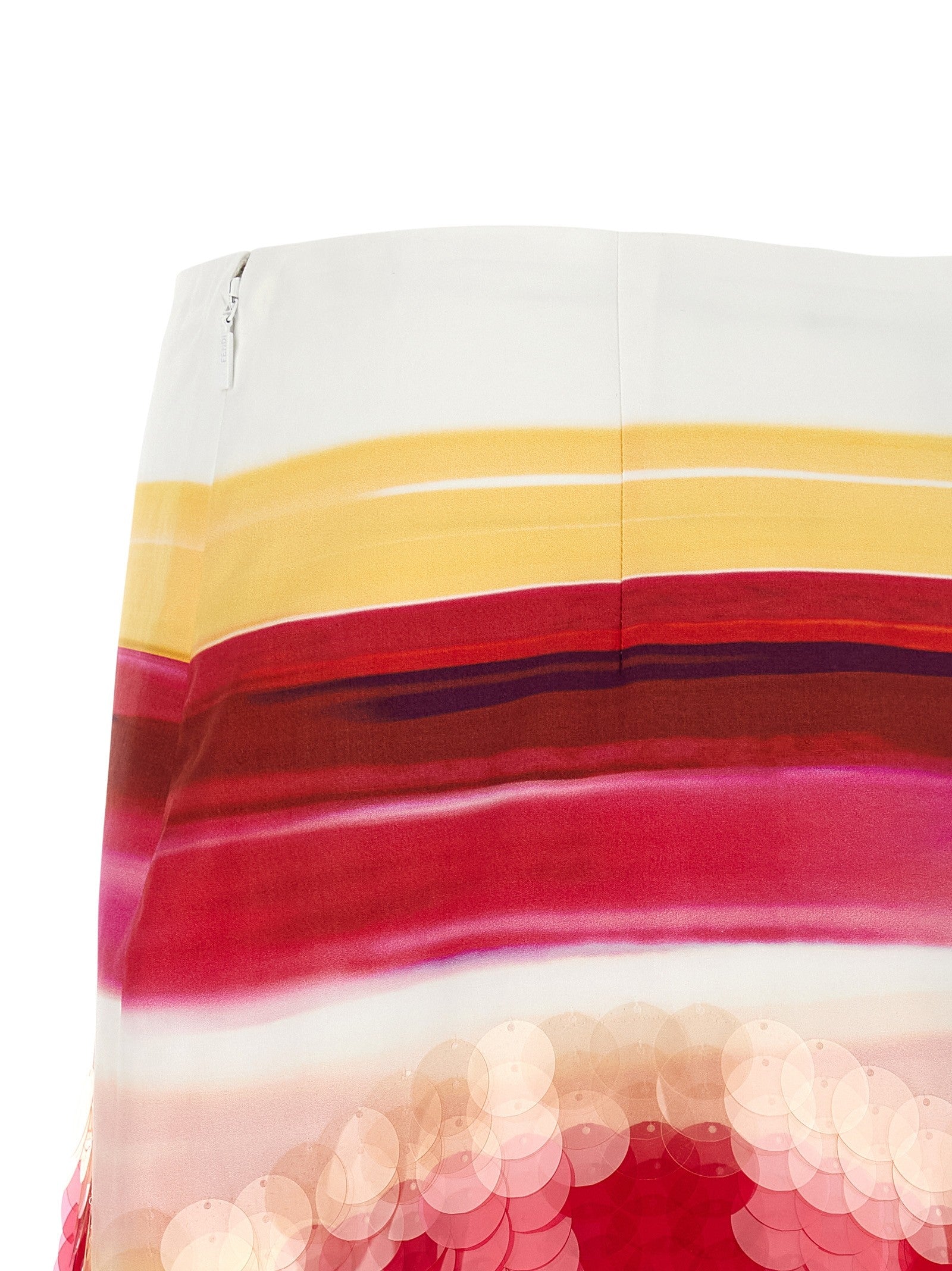 Fendi Striped Cotton Skirt Gold