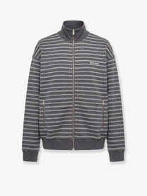 Miu Miu Women's Striped Cotton Sweatshirt White