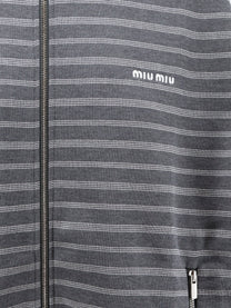 Miu Miu Women's Striped Cotton Sweatshirt White