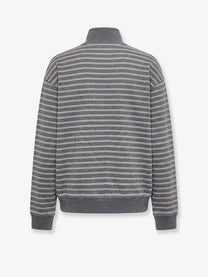 Miu Miu Women's Striped Cotton Sweatshirt White