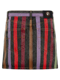 Versace Striped Denim Skirt Gold