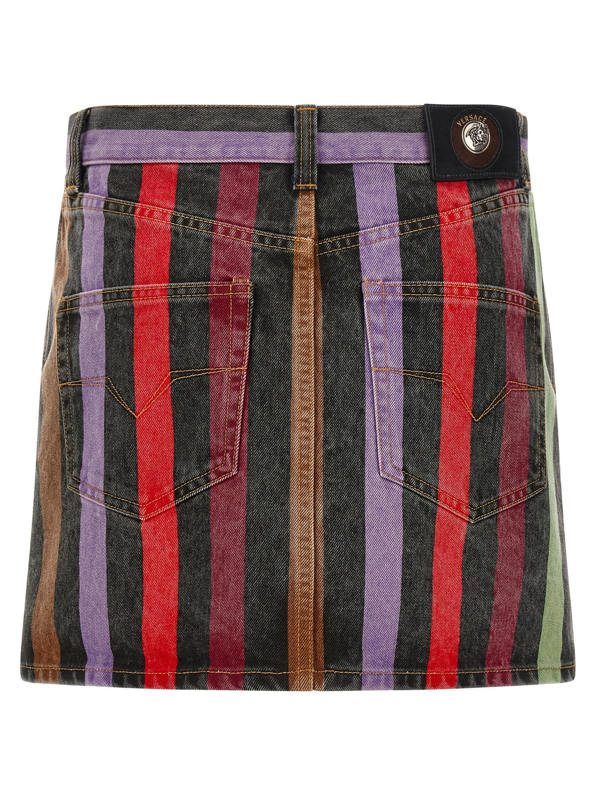 Versace Striped Denim Skirt Gold, view 2