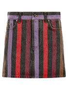 Versace Striped Denim Skirt Gold