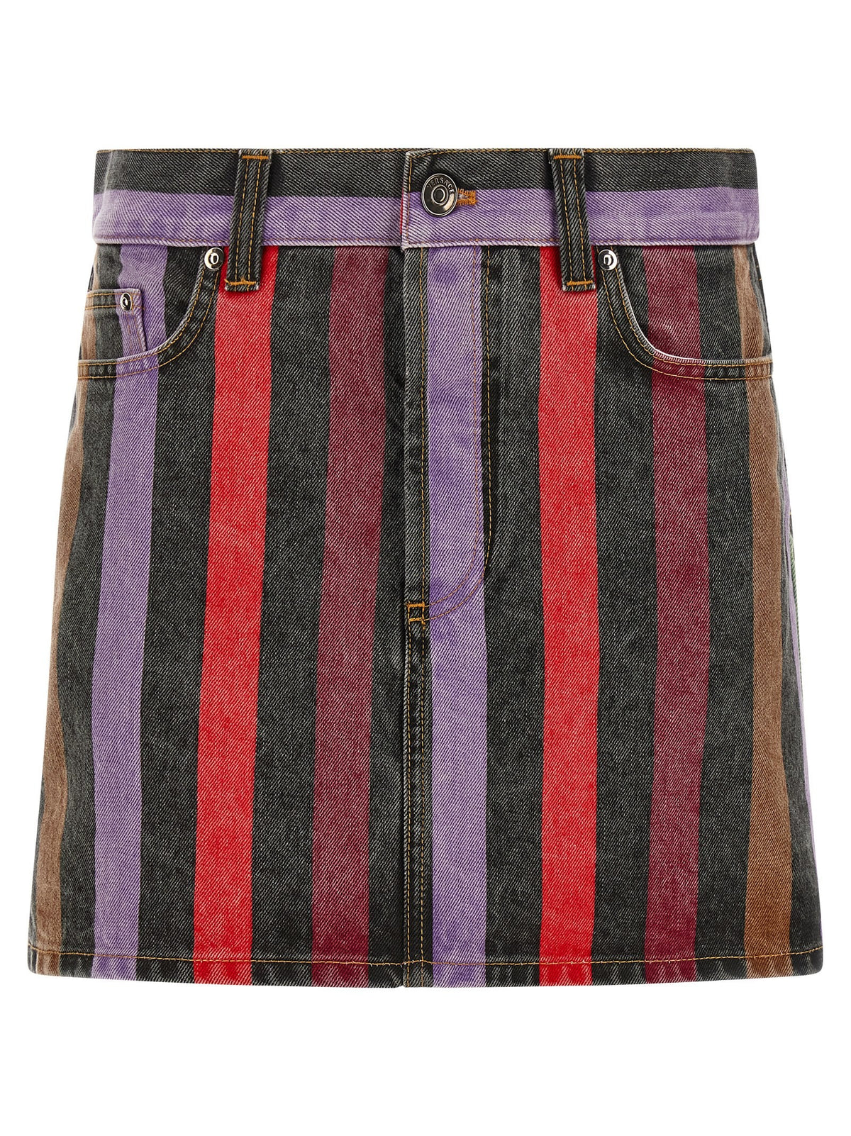 Versace Striped Denim Skirt Gold