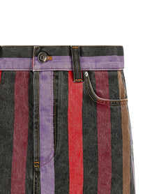 Versace Striped Denim Skirt Gold