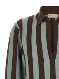 Alberto Biani Striped Knit Polo Shirt Gold, view 3