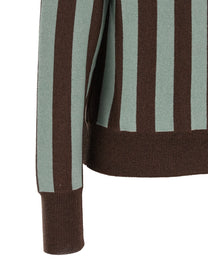 Alberto Biani Striped Knit Polo Shirt Gold, view 4