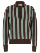 Alberto Biani Striped Knit Polo Shirt Gold