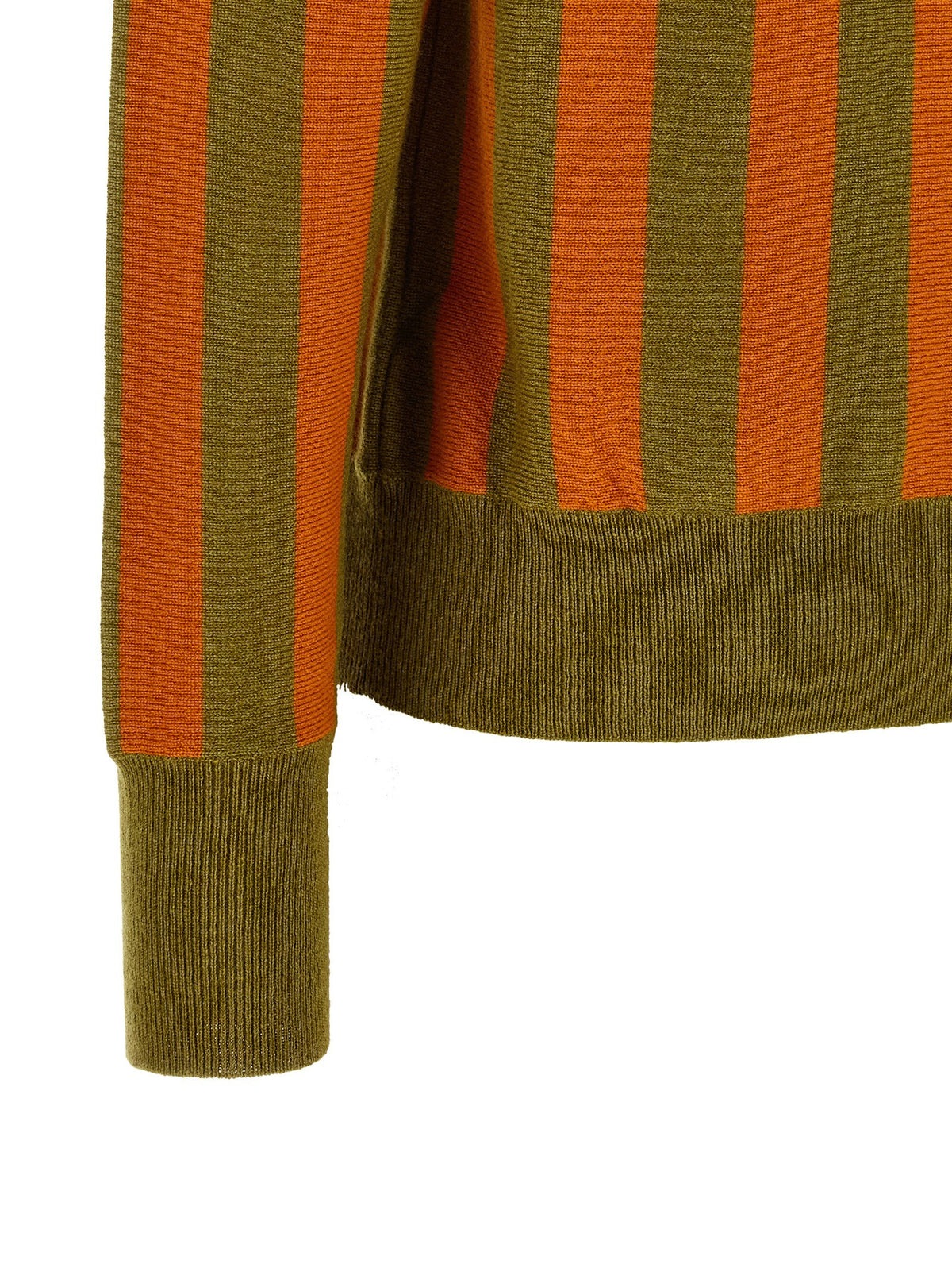 Alberto Biani Striped Knit Polo Shirt Gold, view 4
