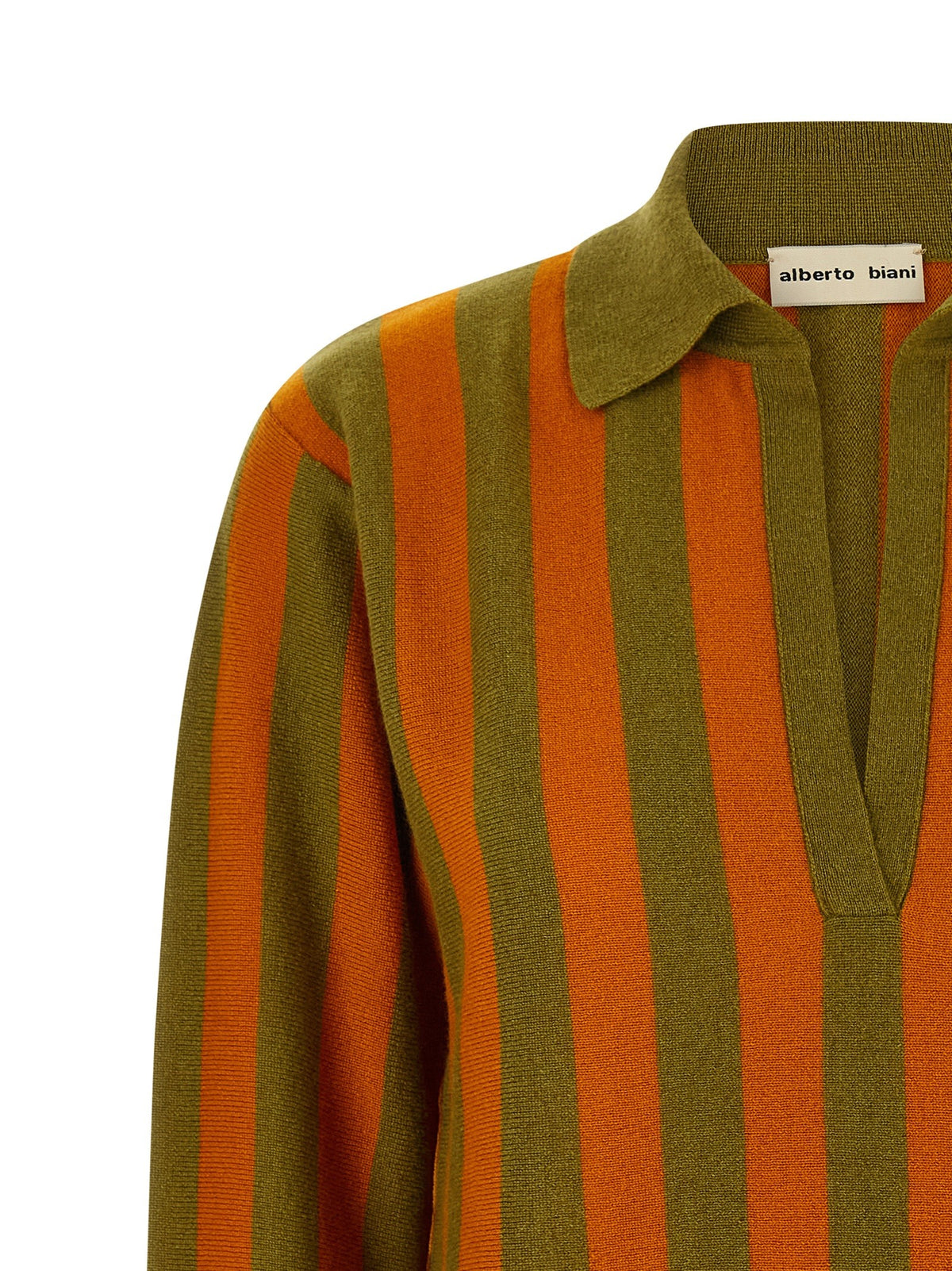 Alberto Biani Striped Knit Polo Shirt Gold, view 3