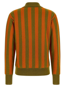 Alberto Biani Striped Knit Polo Shirt Gold, view 2