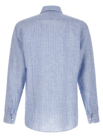 ETRO Striped Linen Shirt Blue