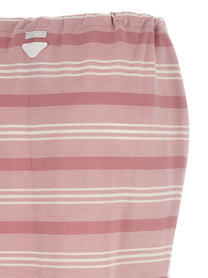 PRADA Striped Piqué Skirt Blue