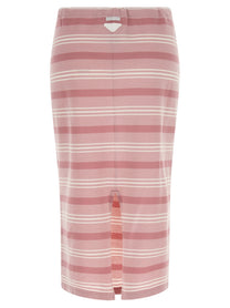PRADA Striped Piqué Skirt Blue