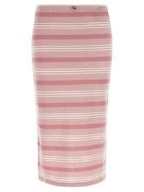 PRADA Striped Piqué Skirt Blue