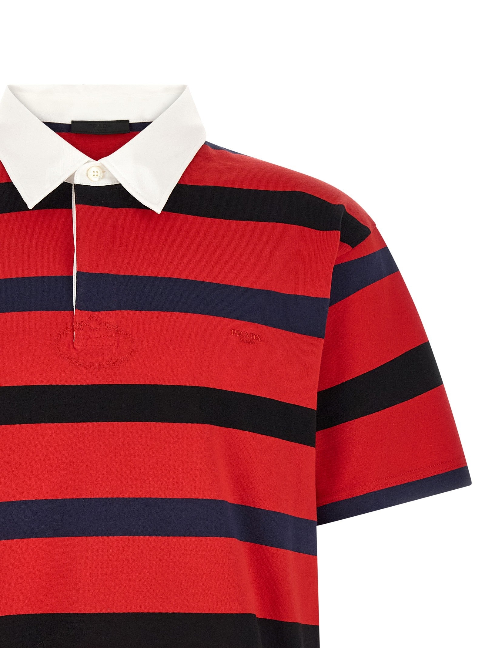 PRADA Striped Polo Shirt Red