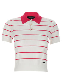 Dsquared2 Striped Polo Shirt Gold