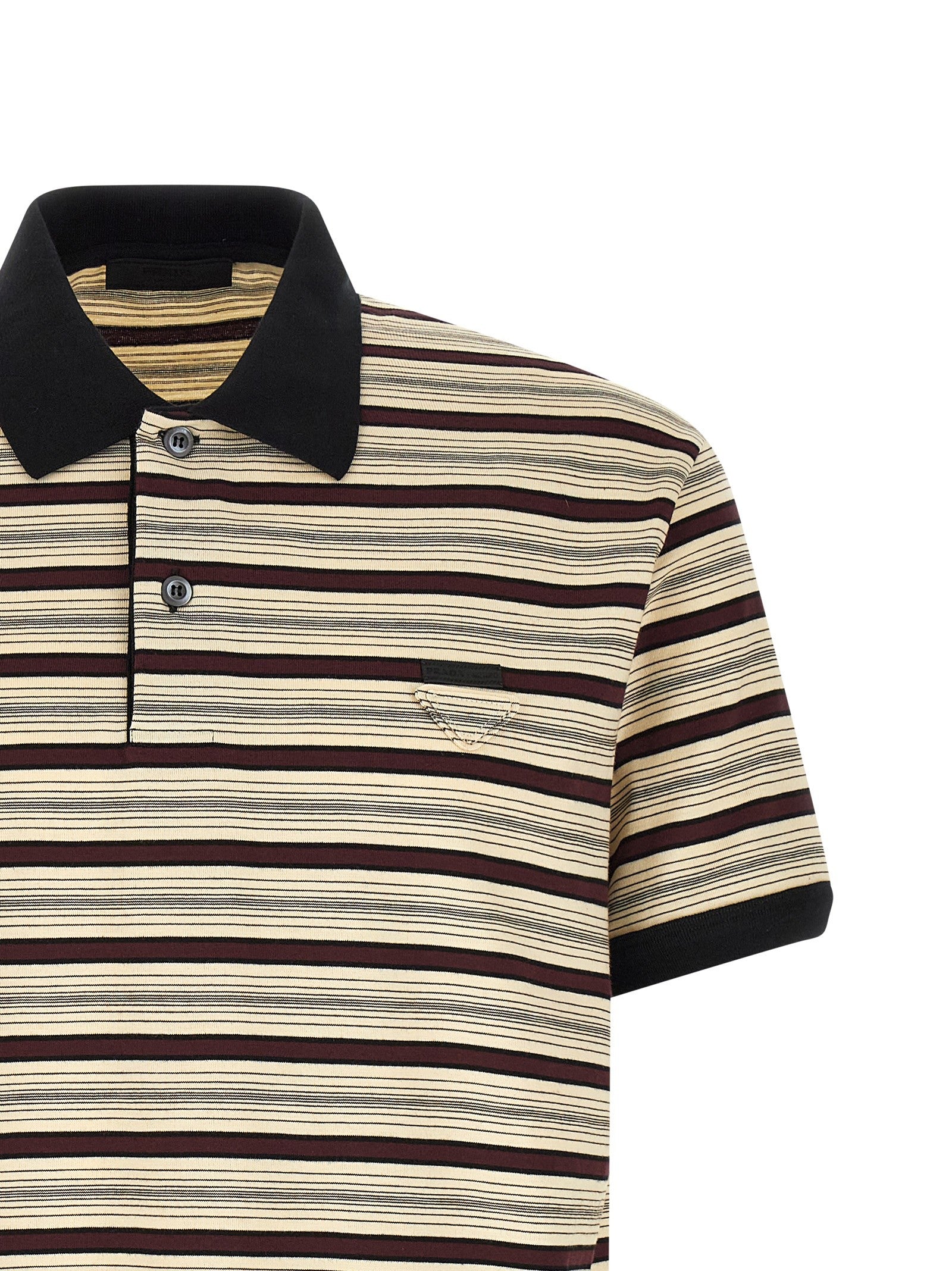 Prada Striped Polo Shirt Gold
