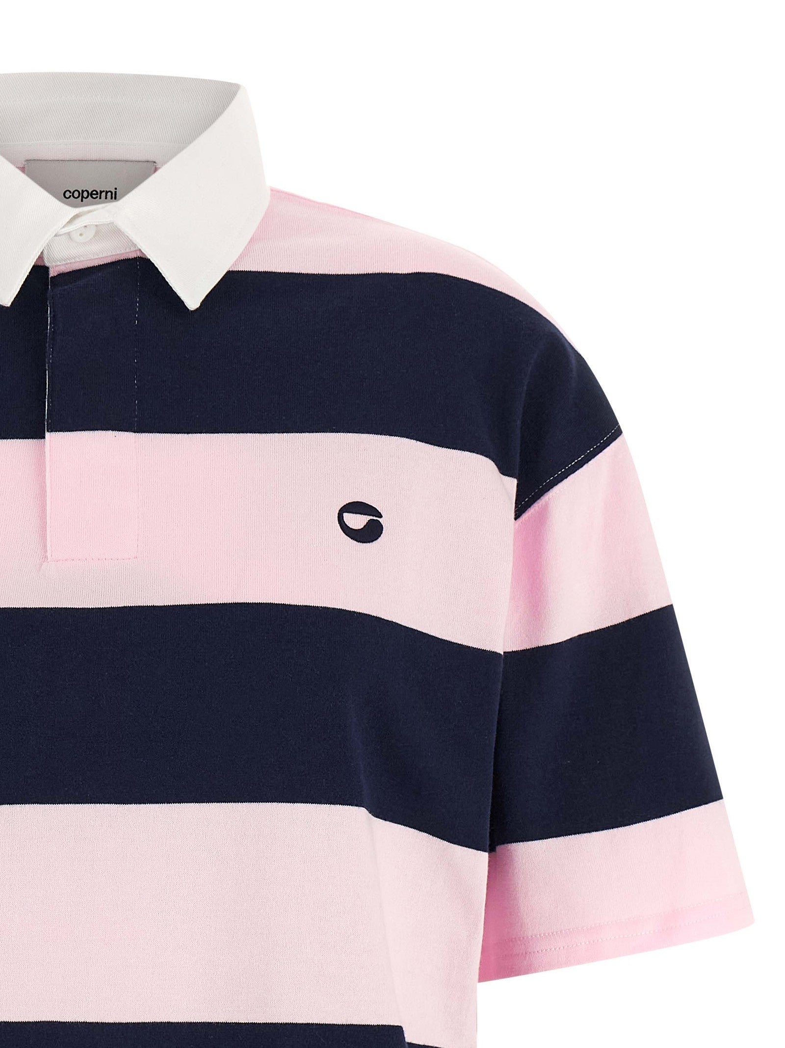 Coperni Striped Polo Shirt Gold