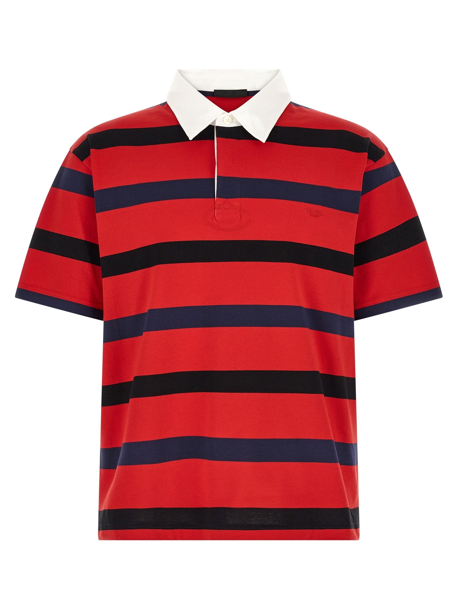 PRADA Striped Polo Shirt Red