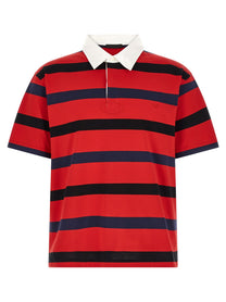 PRADA Striped Polo Shirt Red
