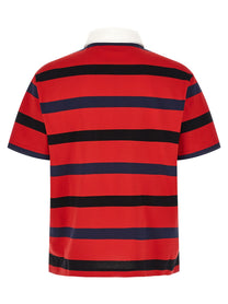 PRADA Striped Polo Shirt Red