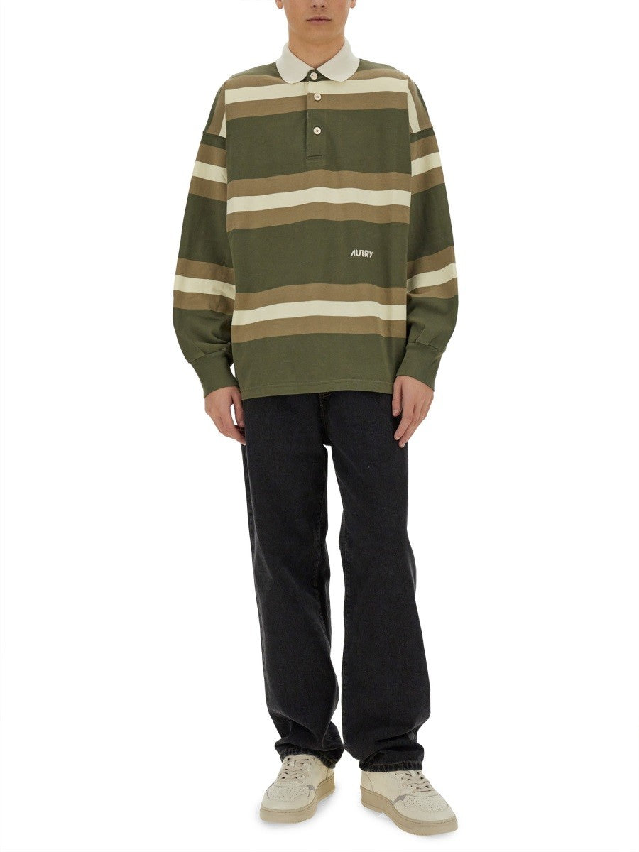 Autry Unisex Striped Polo Green AUTRY