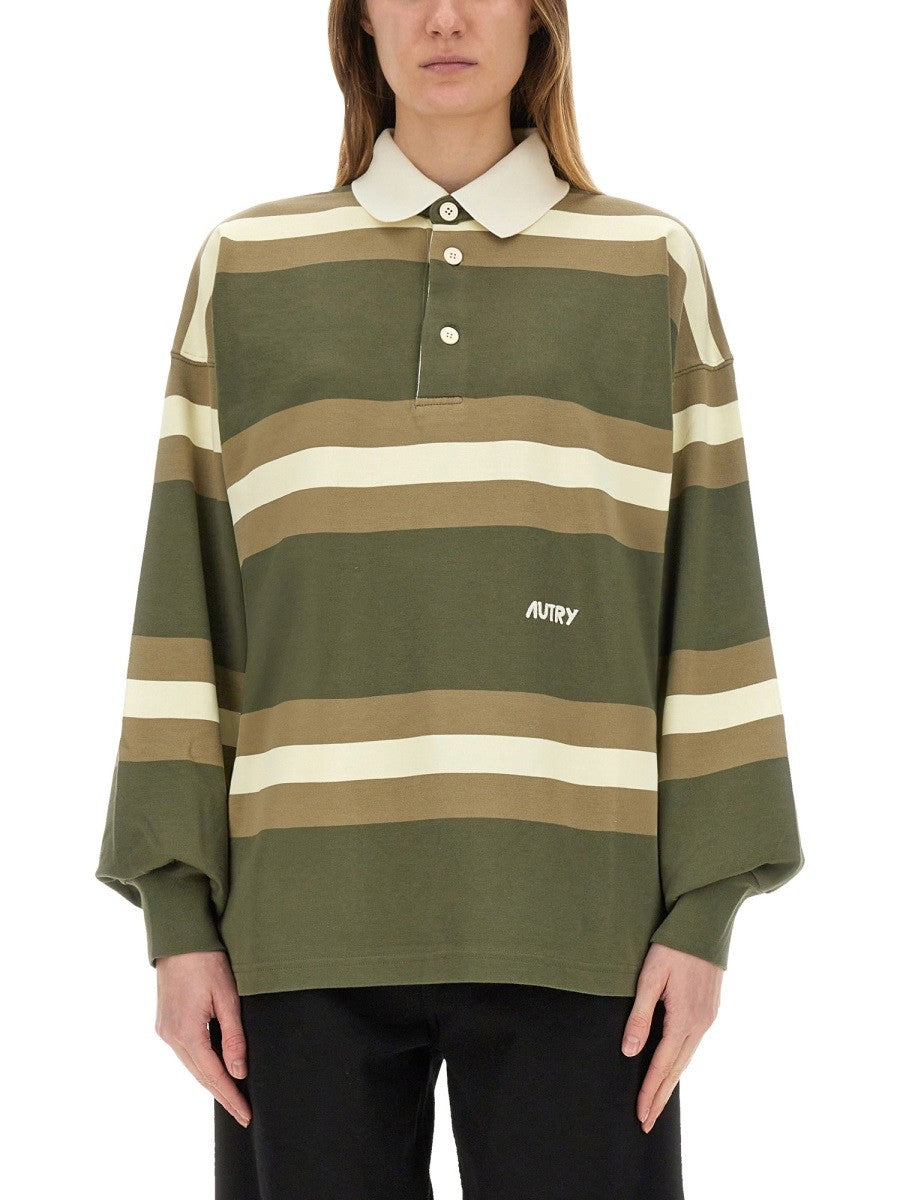 Autry Unisex Striped Polo Green AUTRY