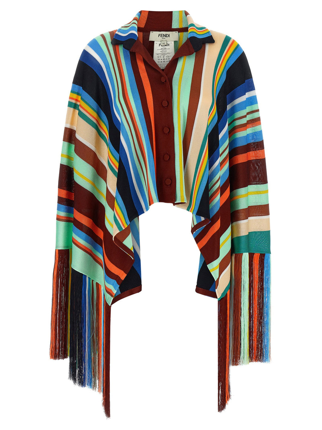 Fendi Striped Poncho Gold