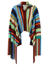 Fendi Striped Poncho Gold