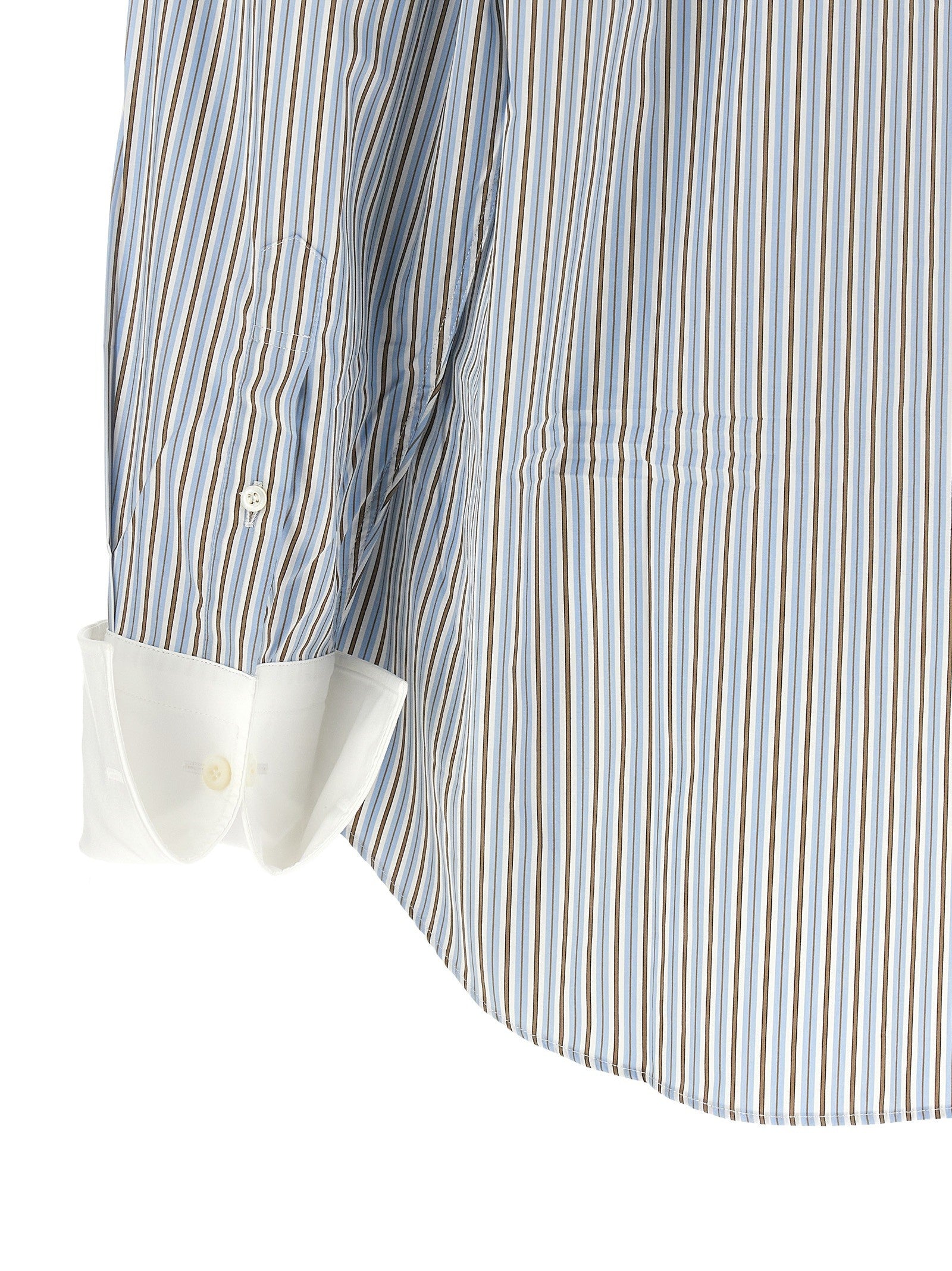 Prada Striped Poplin Shirt Blue