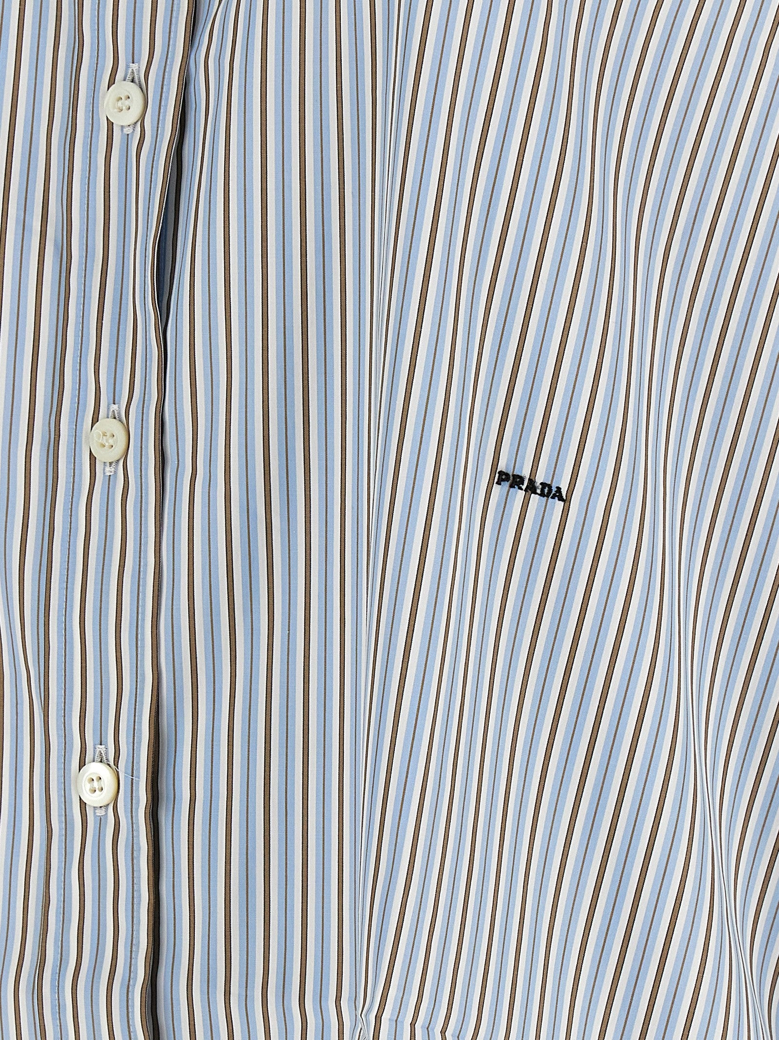 Prada Striped Poplin Shirt Blue