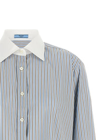 Prada Striped Poplin Shirt Blue