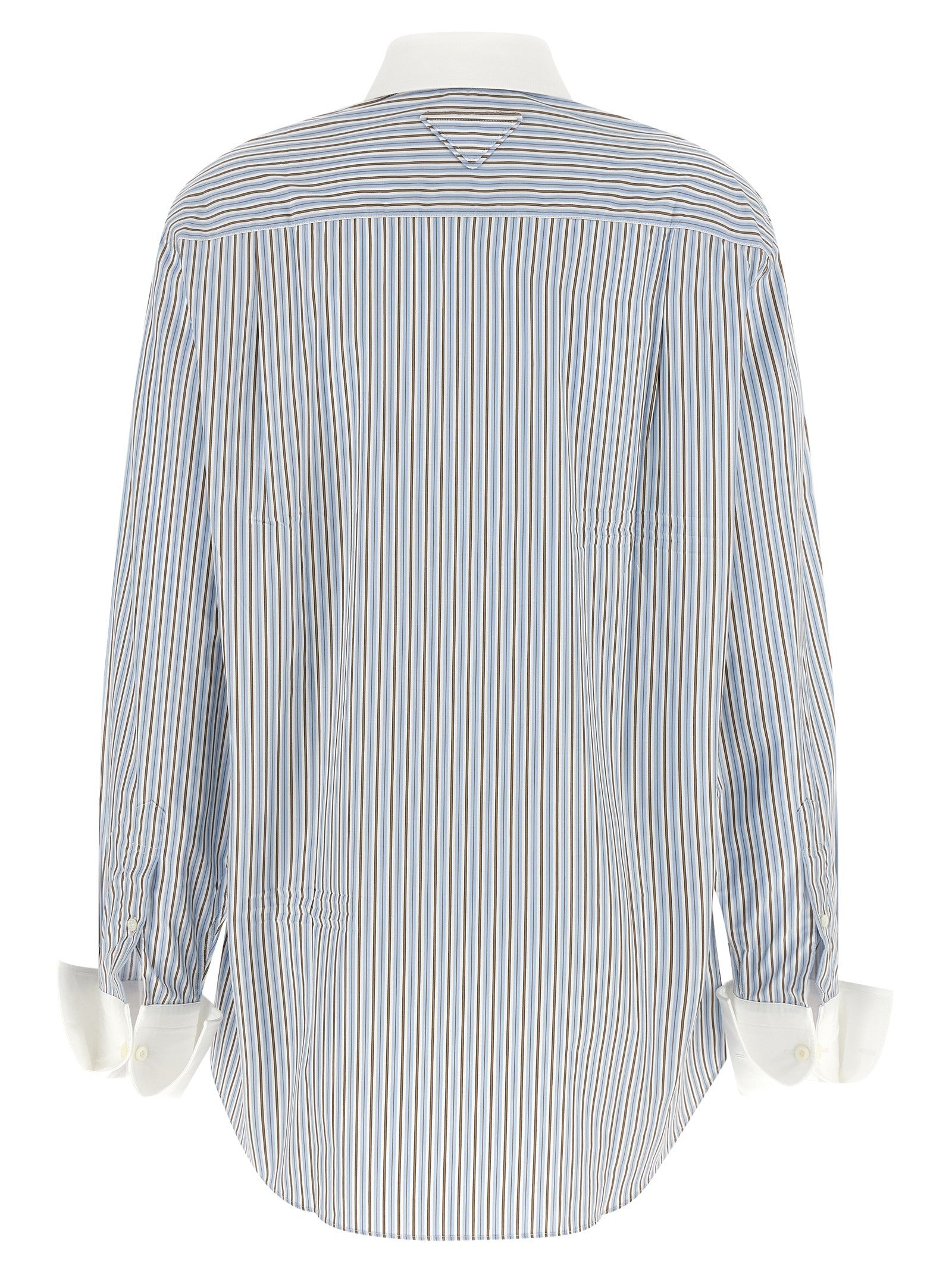 Prada Striped Poplin Shirt Blue