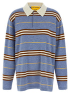 Guest In Residence Striped Rugby Polo Shirt Blue
