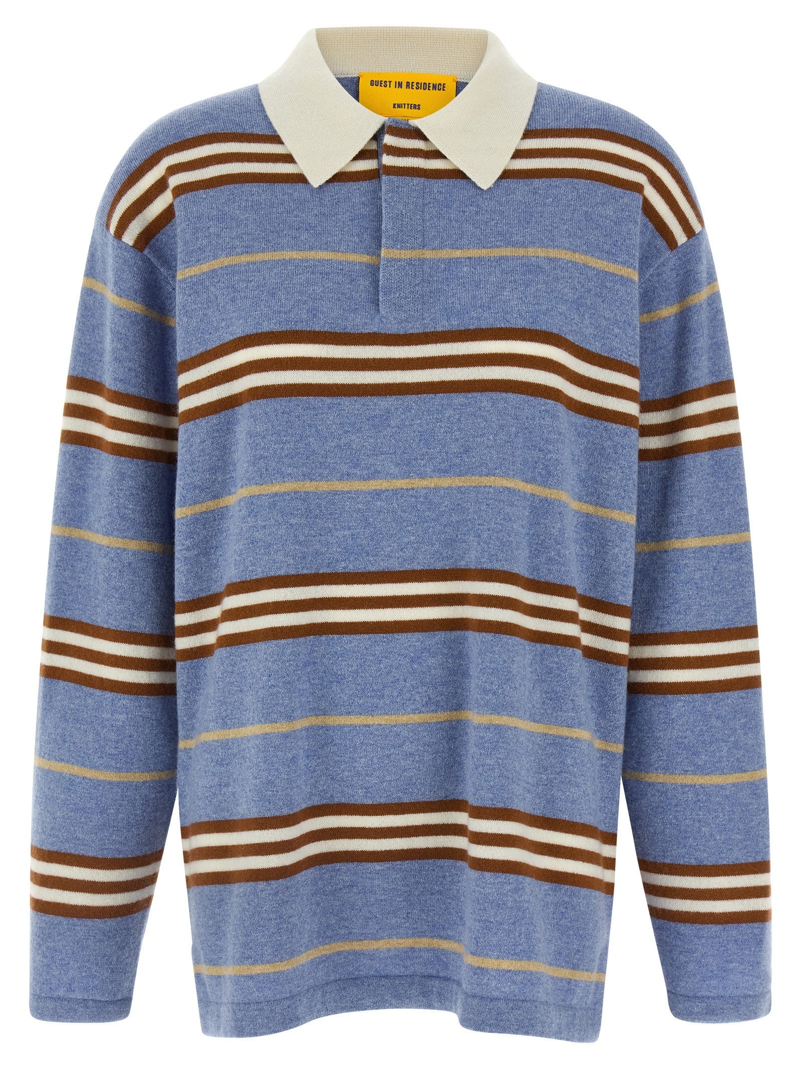 Guest In Residence Striped Rugby Polo Shirt Blue
