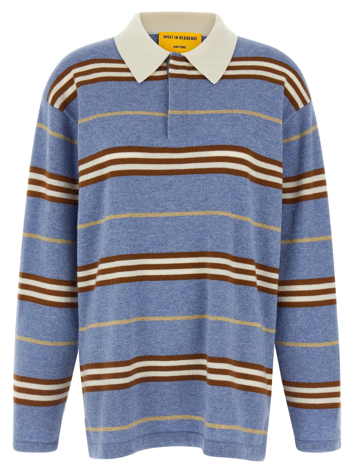 Guest In Residence Striped Rugby Polo Shirt Blue