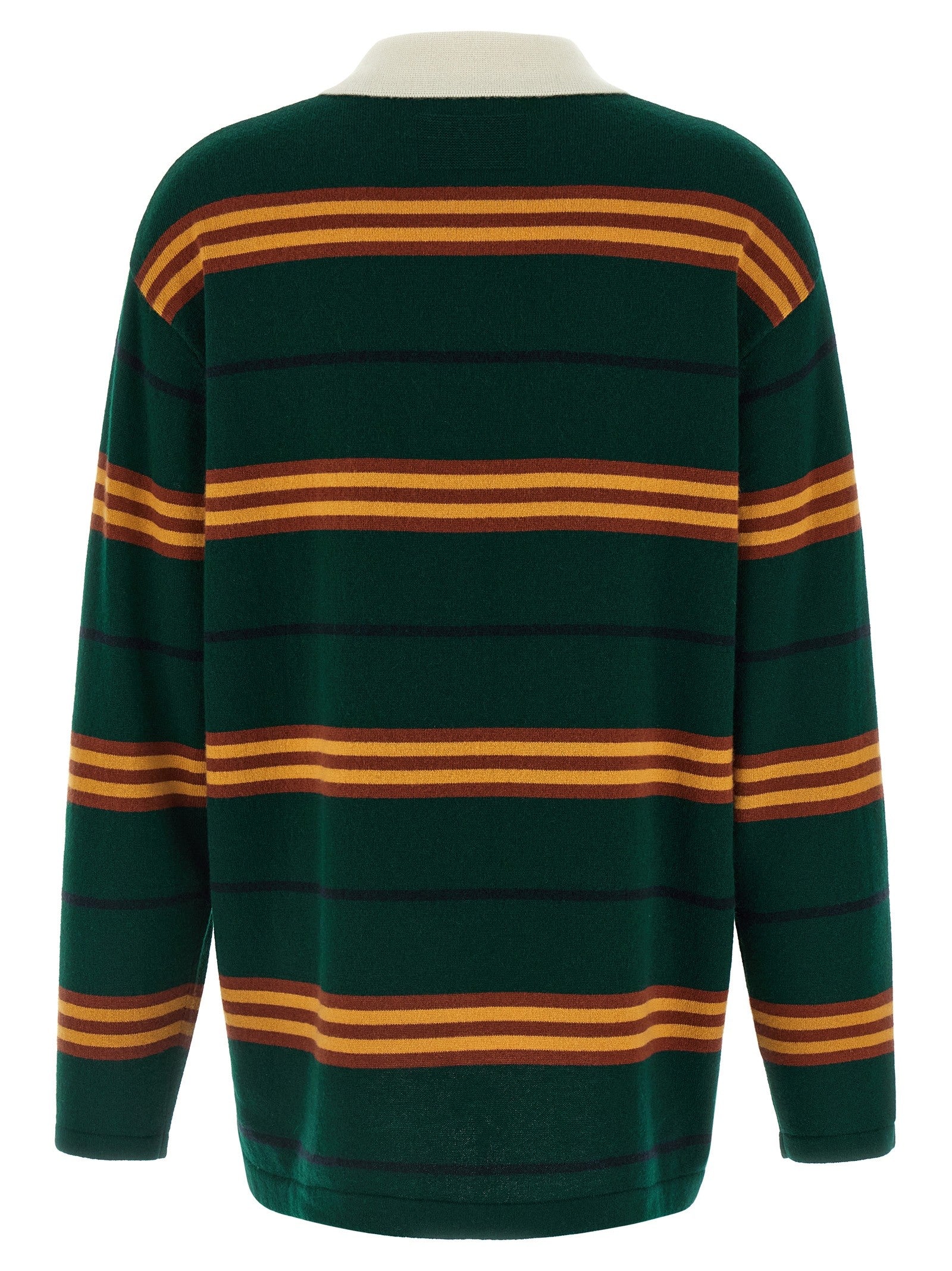 Guest In Residence Striped Rugby Polo Shirt Green