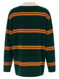 Guest In Residence Striped Rugby Polo Shirt Green