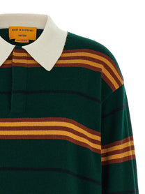 Guest In Residence Striped Rugby Polo Shirt Green